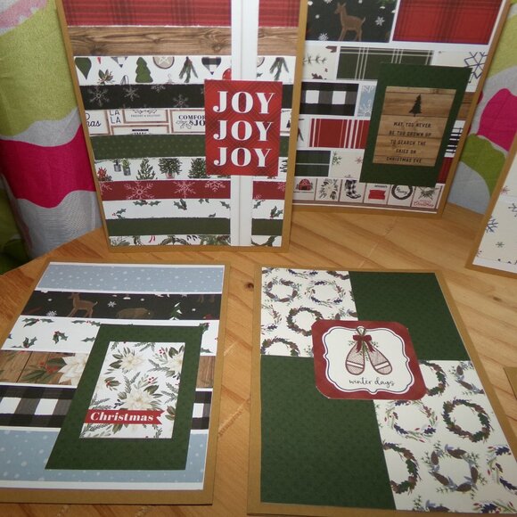 Set of 8 Merry & Bright Handmade Christmas Cards - Picture 2 of 3